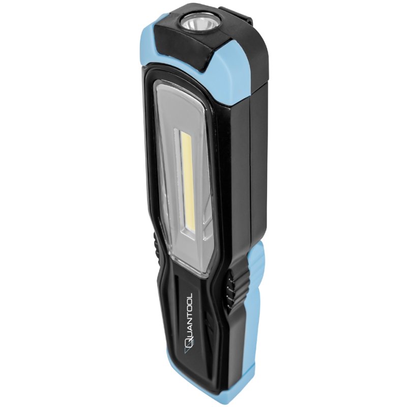 QUANTOOL LED accu-werklamp 2W, magneetvoet, 250 lumen, zwart/blauw